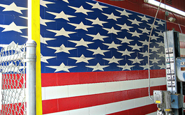 An American Flag painted on the wall at Best Transmission in Jacksonville, FL